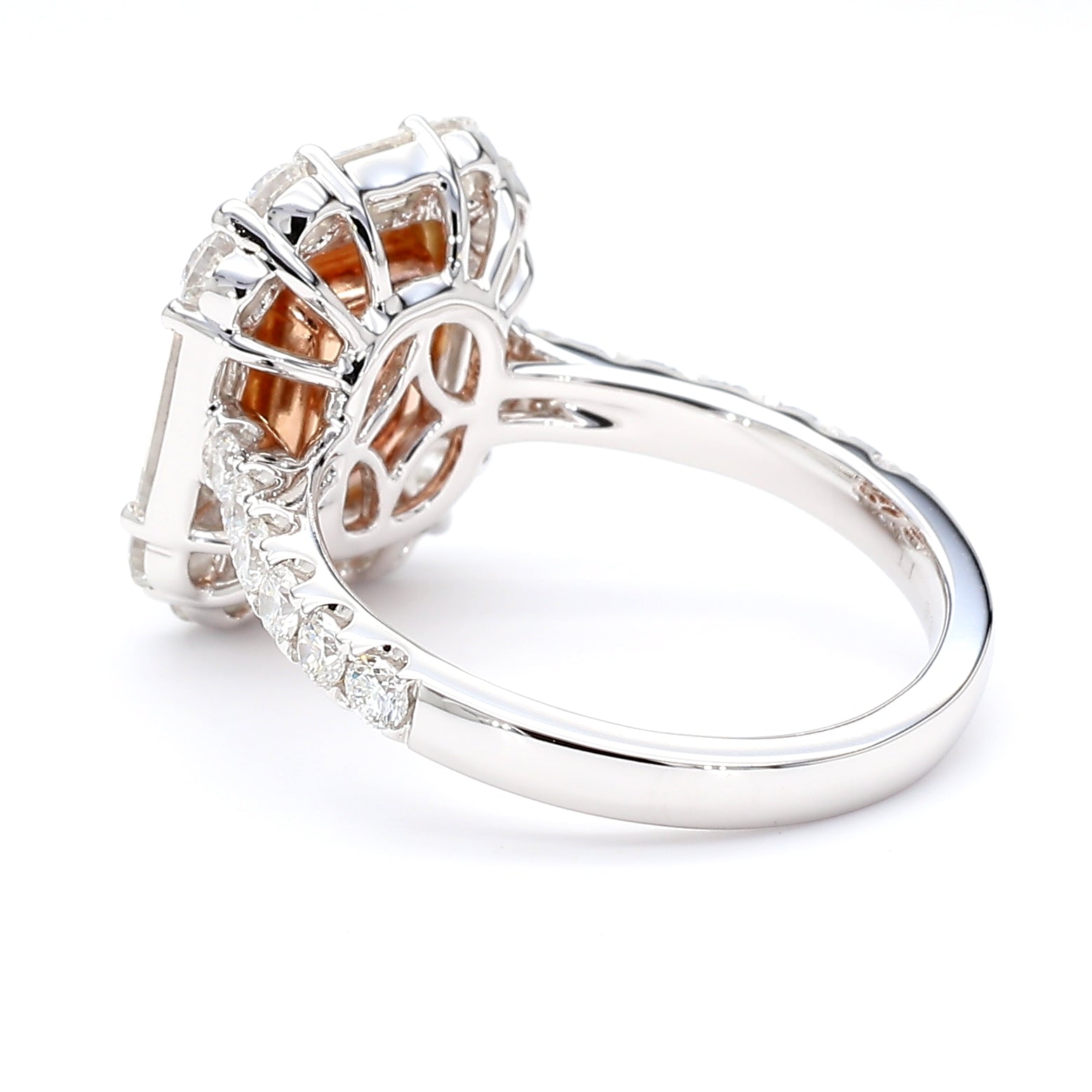 GIA Natural Fancy Light Brown-Pink Radiant Diamond 3.01 Carat TW Gold Ring