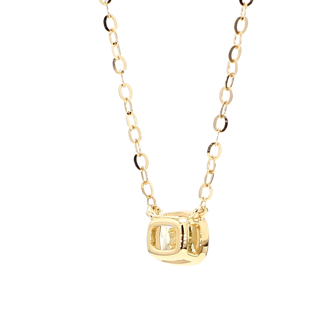 Natural Yellow Cushion Diamond 0.53 Carat TW Gold Necklace