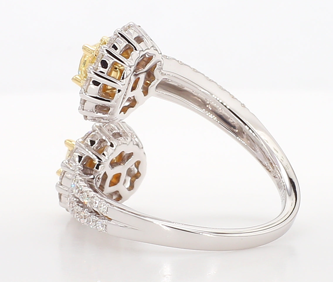 Natural Yellow Cushion Diamond 1.74 Carat TW Gold Ring