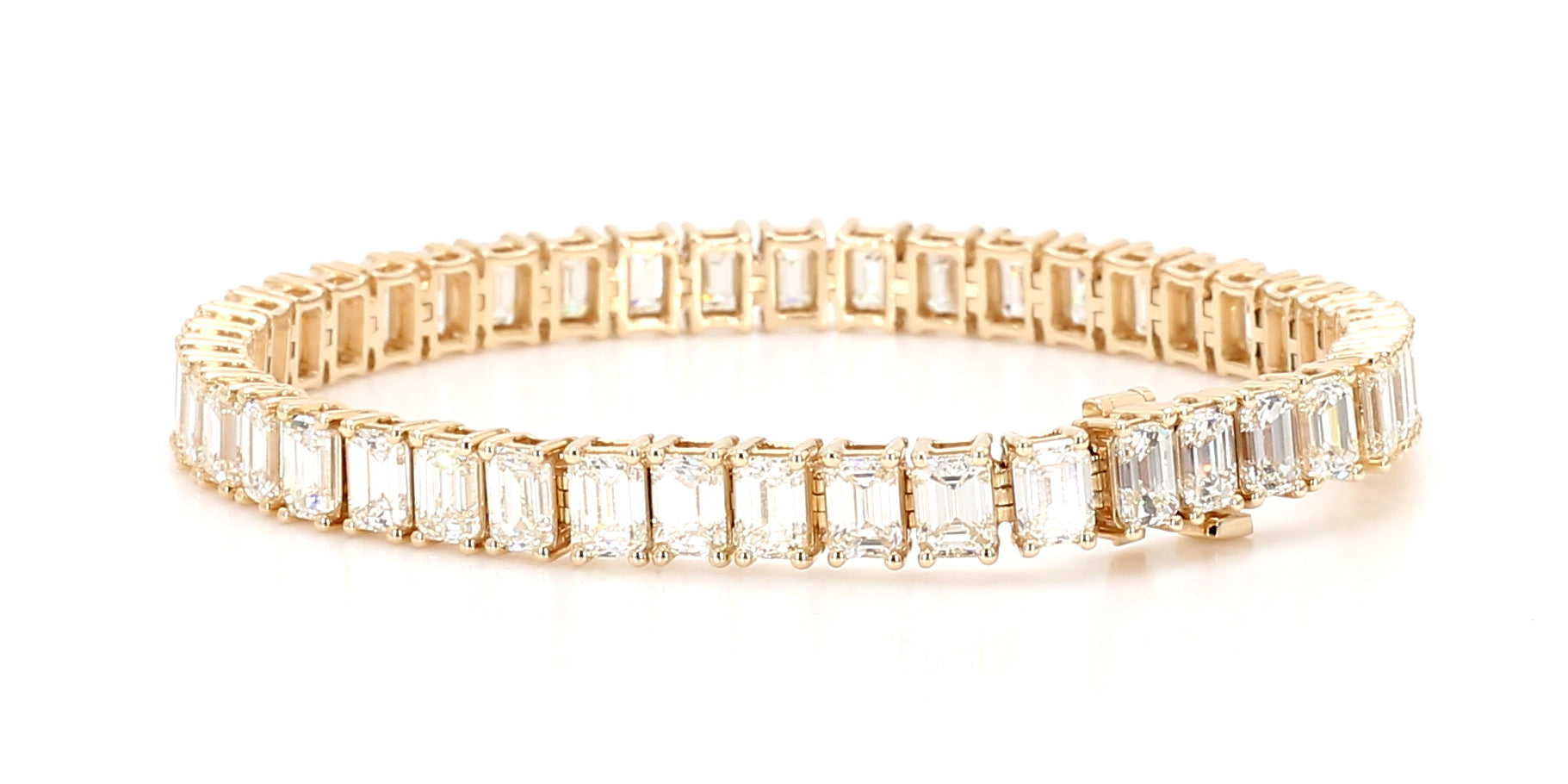 Natural White Emerald Diamond 11.10 Carat TW Gold Bracelet