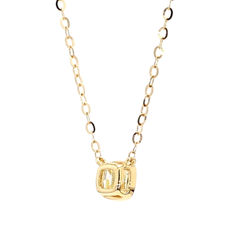 Natural Yellow Cushion Diamond 0.55 Carat TW Gold Necklace
