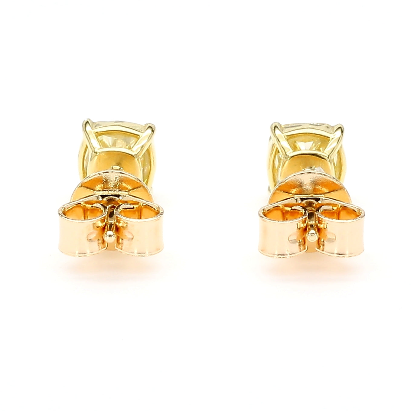 GIA Certified Natural Yellow Cushion Diamond 1.54 Carat TW Gold Earrings