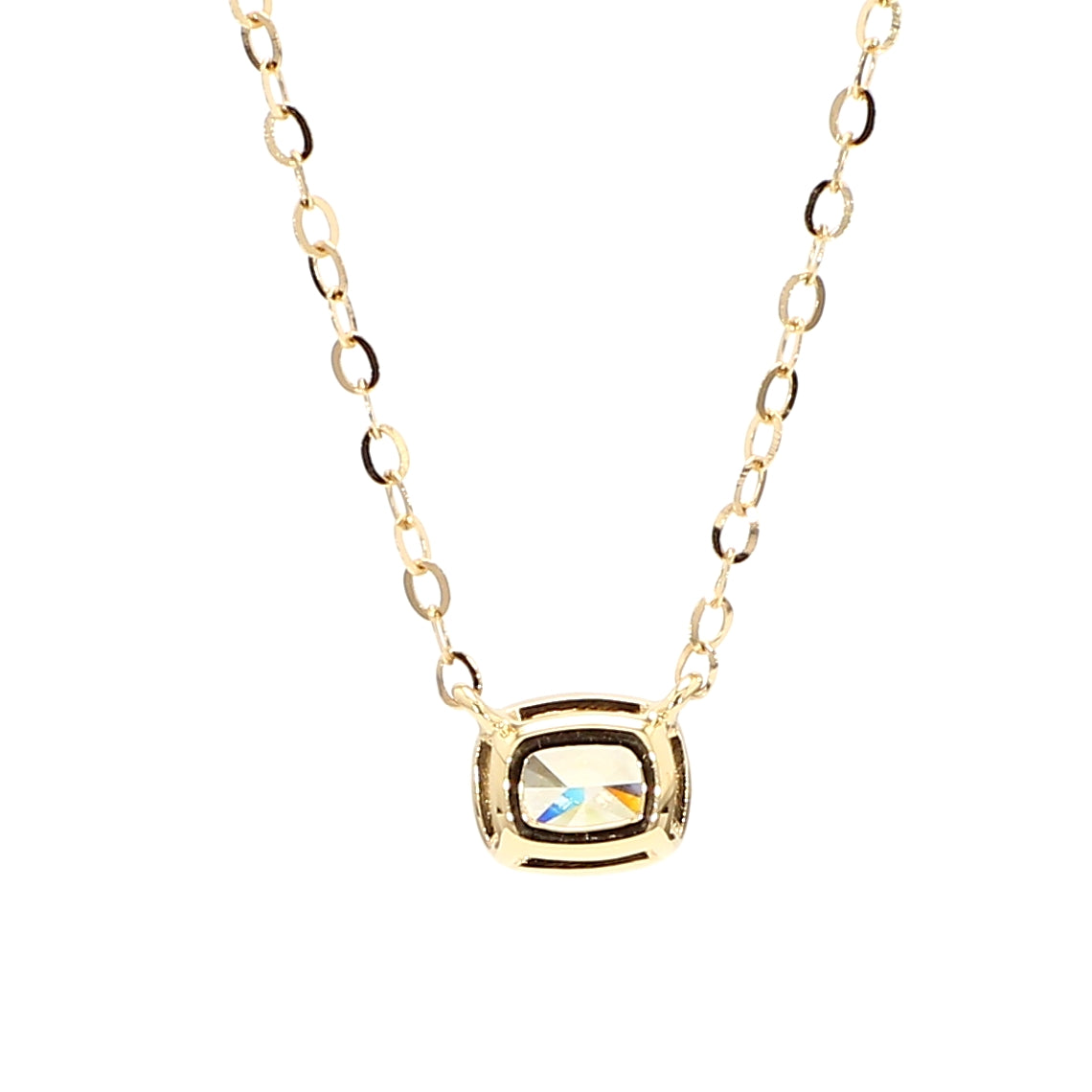 Natural Yellow Cushion Diamond 0.53 Carat TW Gold Necklace