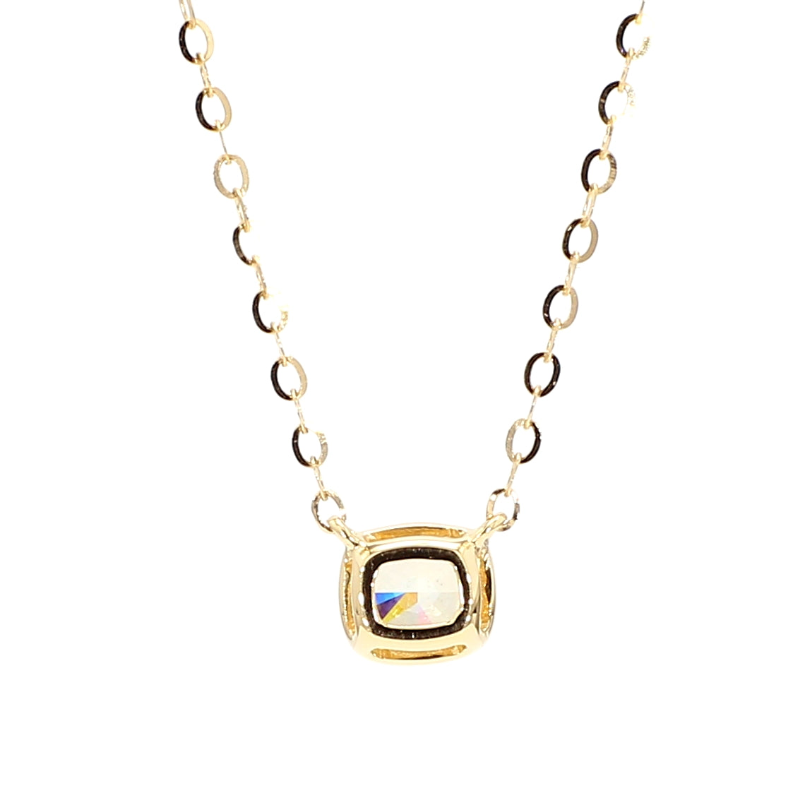 Natural Yellow Cushion Diamond 0.60 Carat TW Gold Necklace