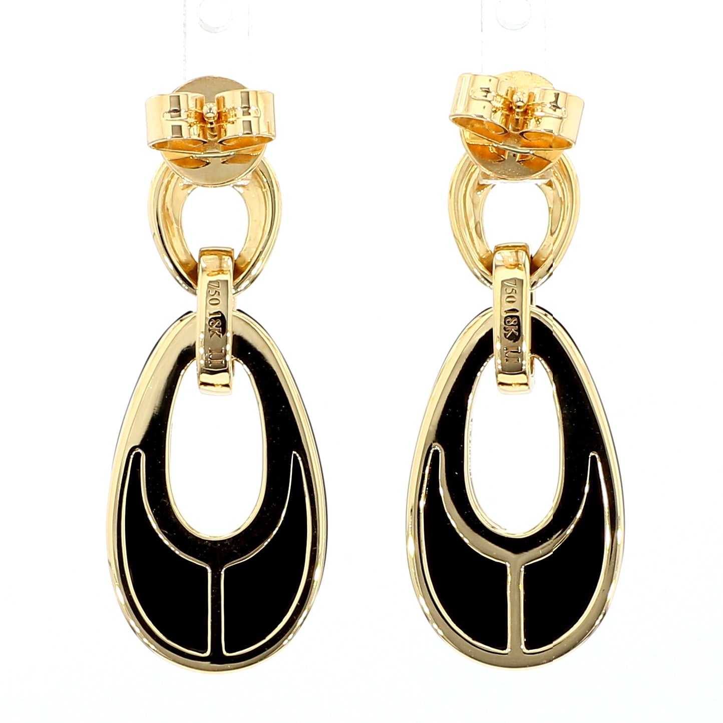 Natural Black Onyx and Diamond 5.94 Carat TW Gold Earrings