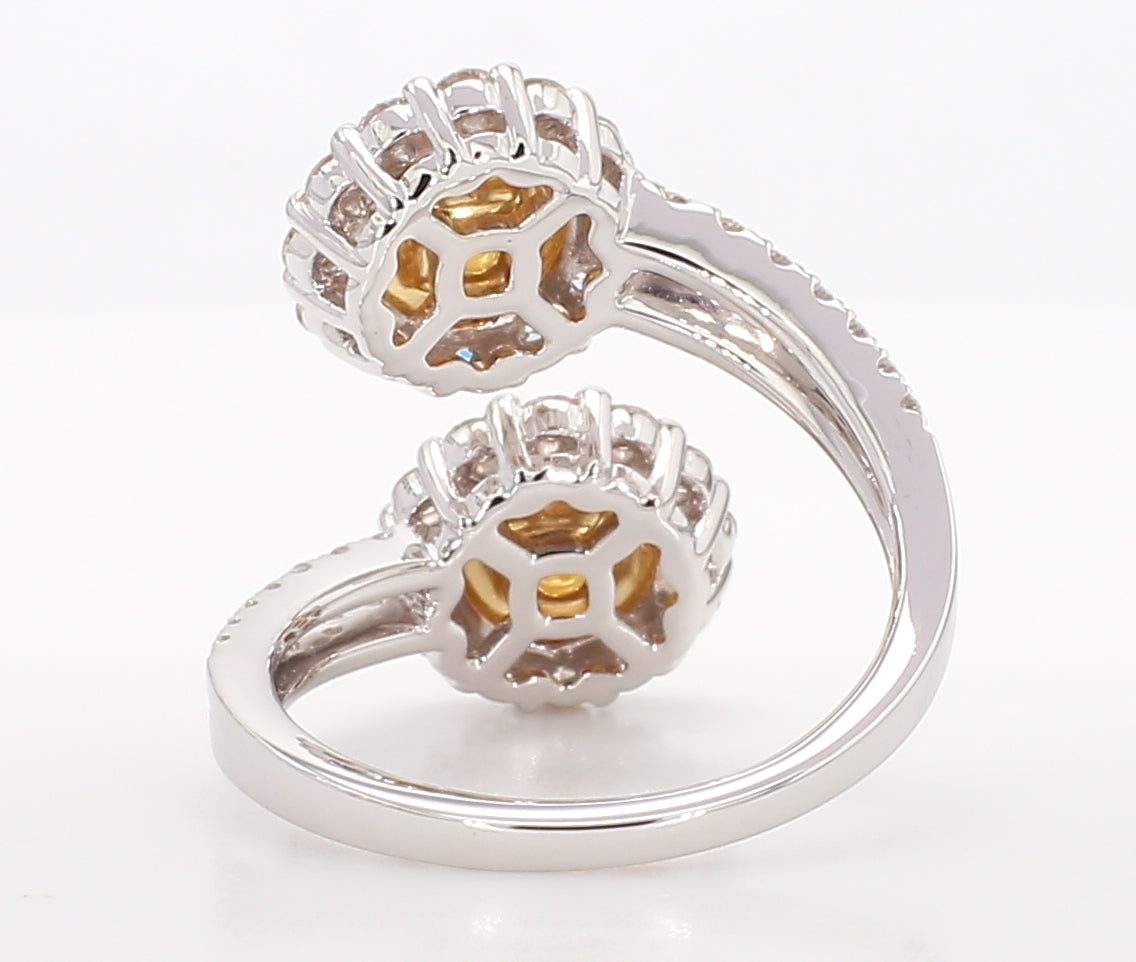Natural Yellow Cushion Diamond 1.74 Carat TW Gold Ring