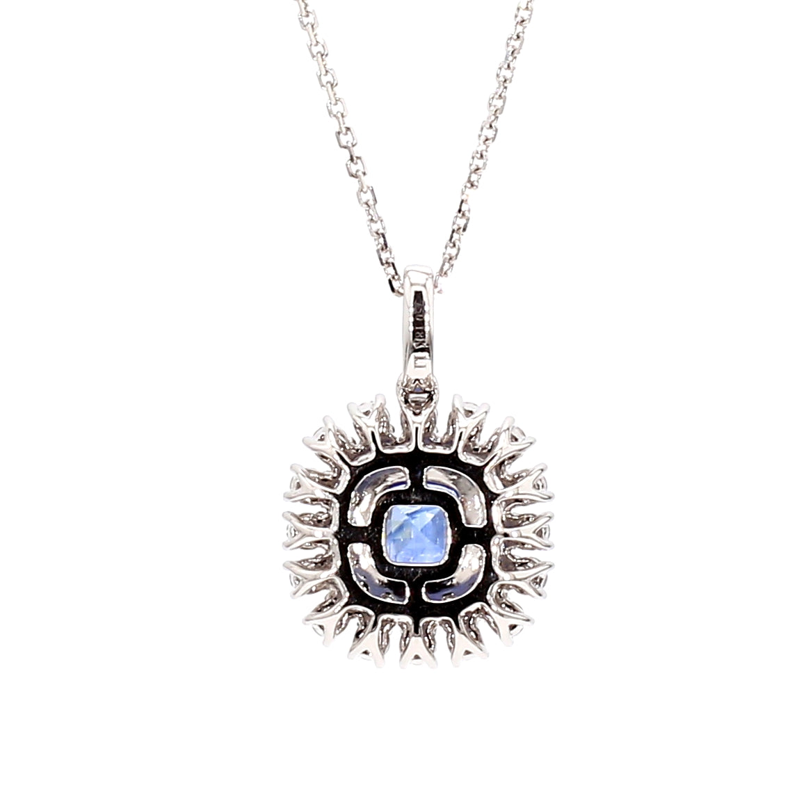 Natural Blue Cushion Sapphire and Diamond 2.33 Carat TW Gold Pendant