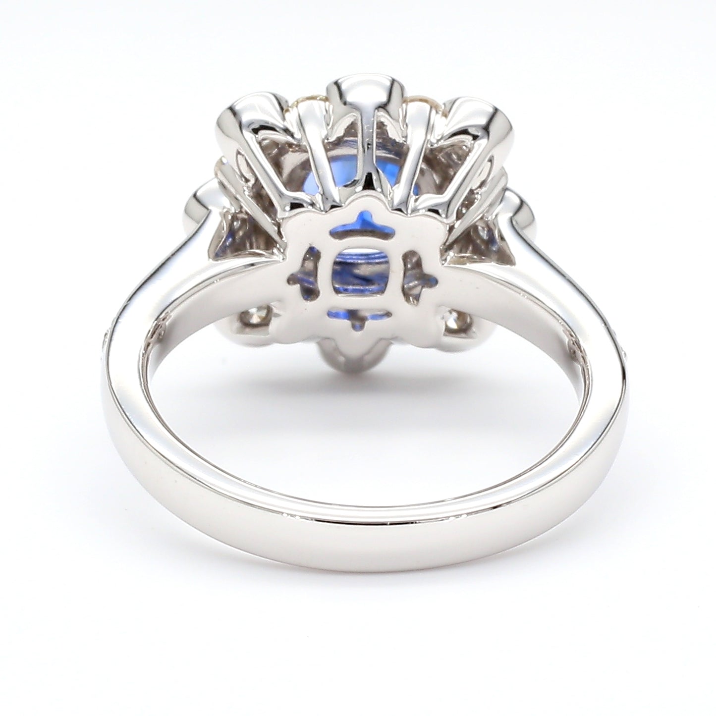 Natural Blue Cushion Sapphire and Diamond 2.03 Carat TW Gold Ring