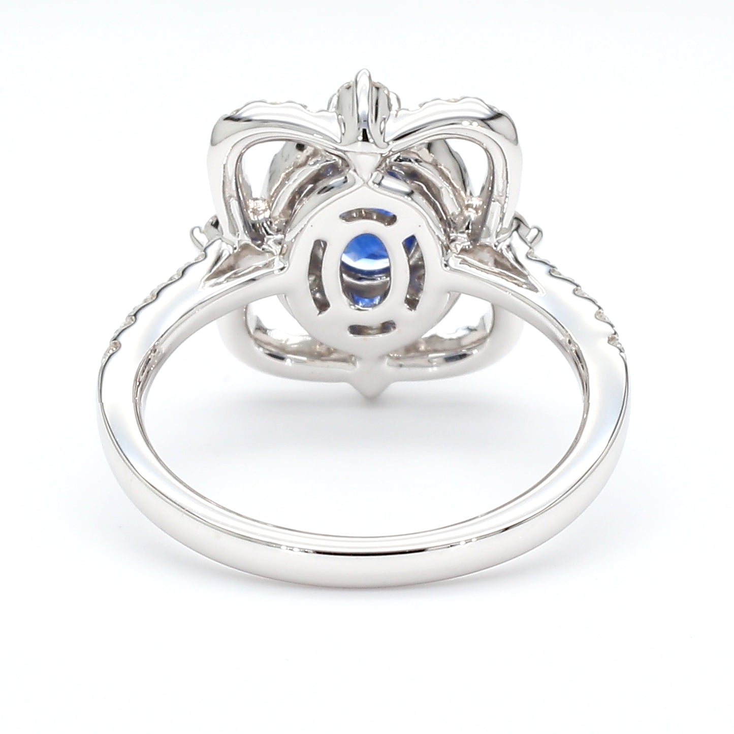 Natural Blue Oval Sapphire and Diamond 1.62 Carat TW Gold Ring