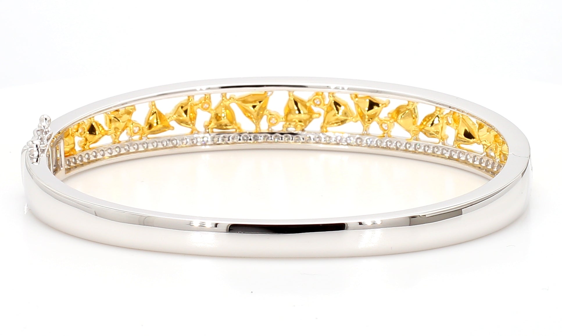 Natural Yellow Trillion Diamond 4.54 Carat TW Gold Cuff Bracelet