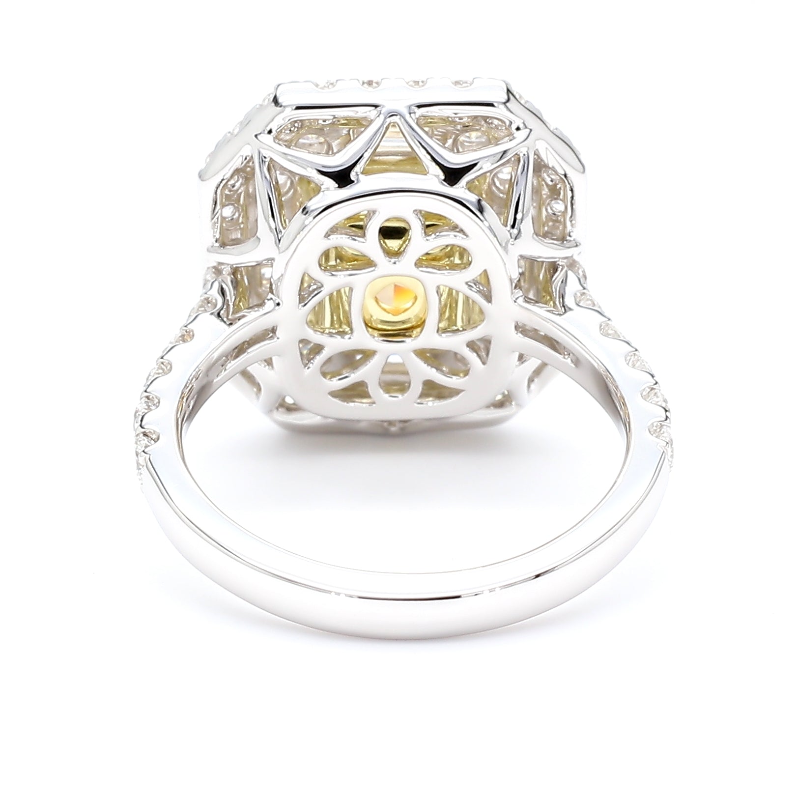 GIA Certified Natural Light Yellow Radiant Diamond 4.80 Carat TW Gold Ring