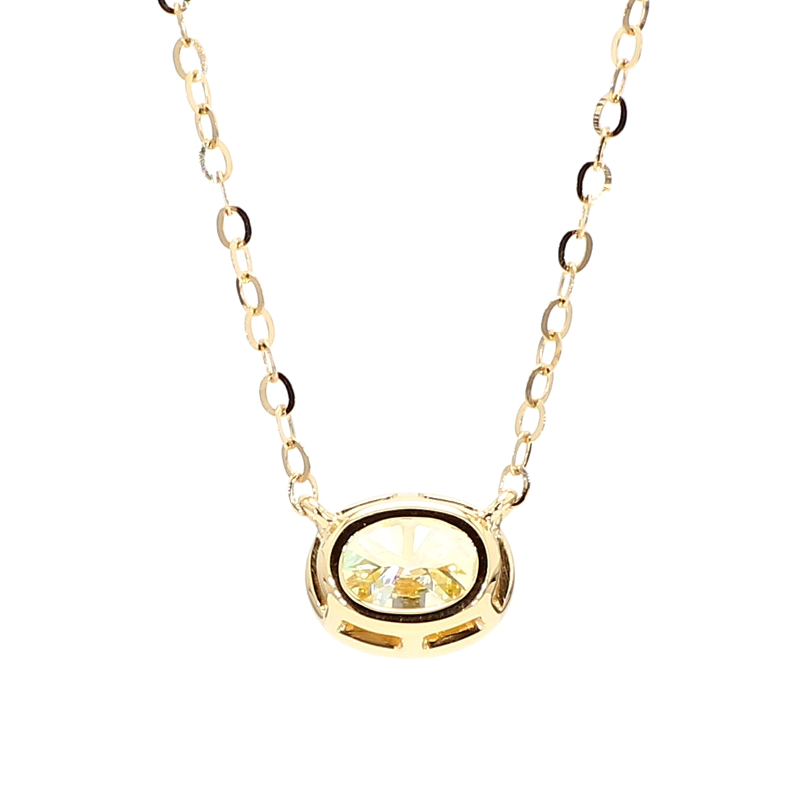 GIA Certified Natural Fancy Yellow Oval Diamond 0.74 Carat TW Gold Necklace