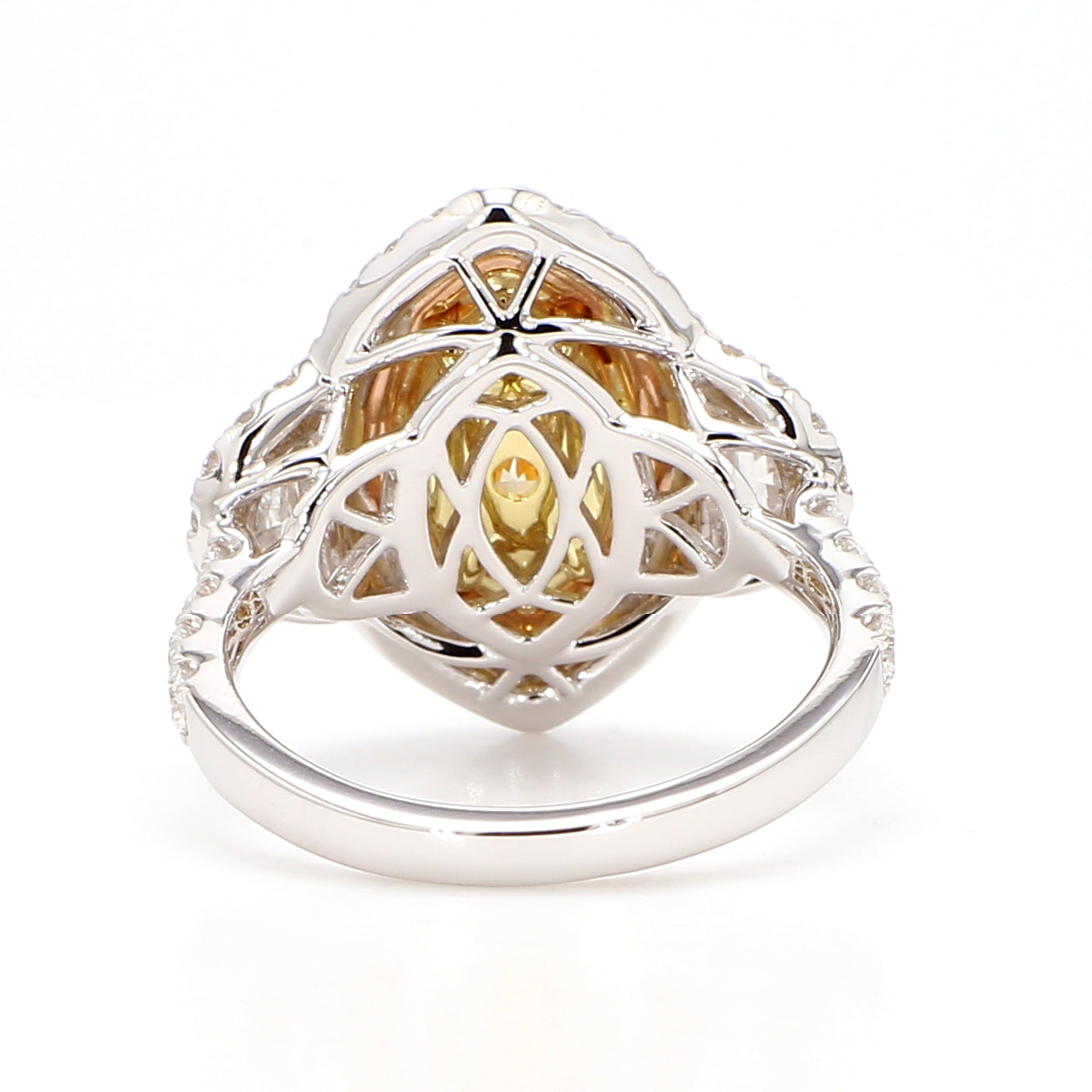 GIA Certified Natural Light Yellow Marquise Diamond 3.51 Carat TW Gold Ring