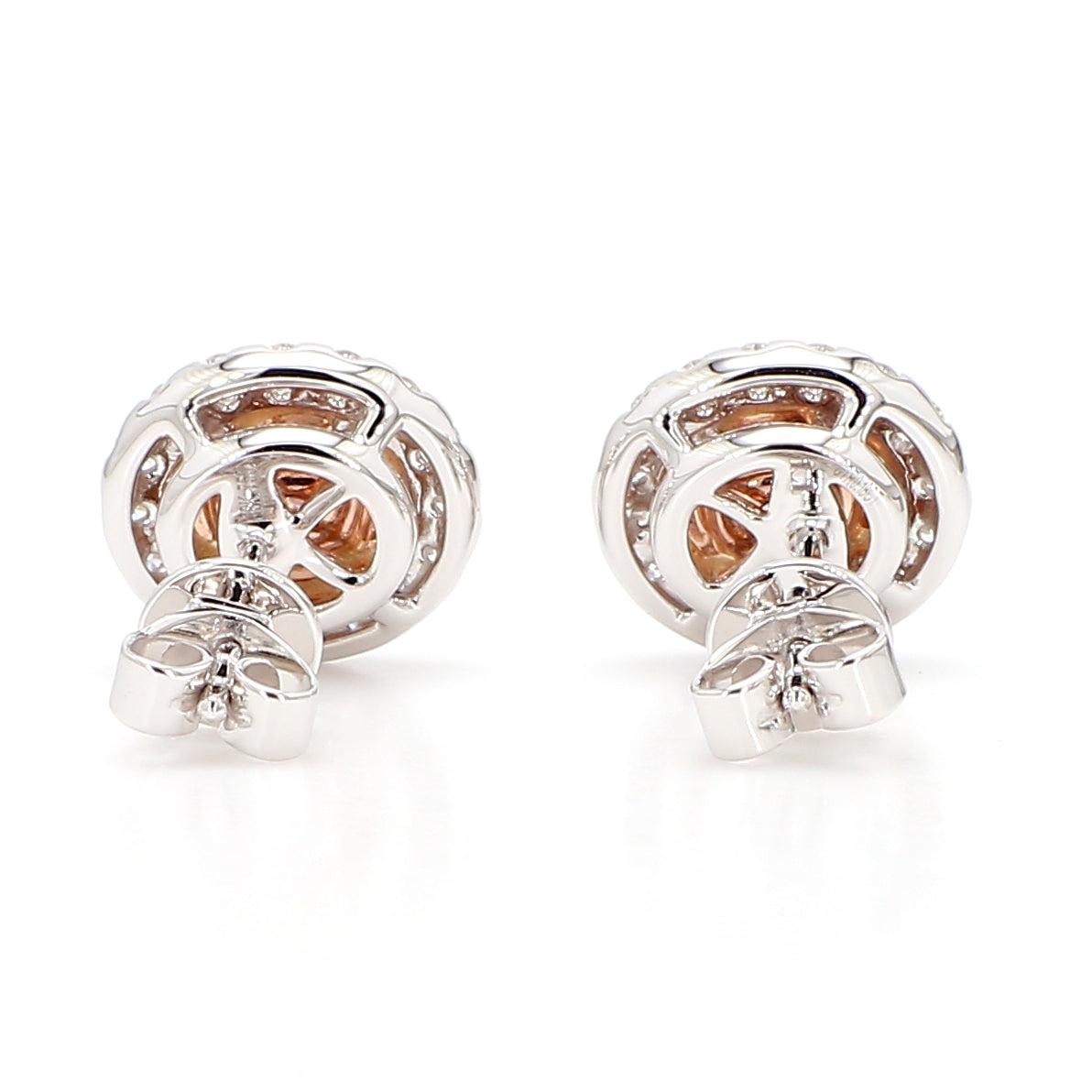 GIA Natural Fancy Purplish Pink Oval Diamond 0.92 Carat TW Gold Earrings