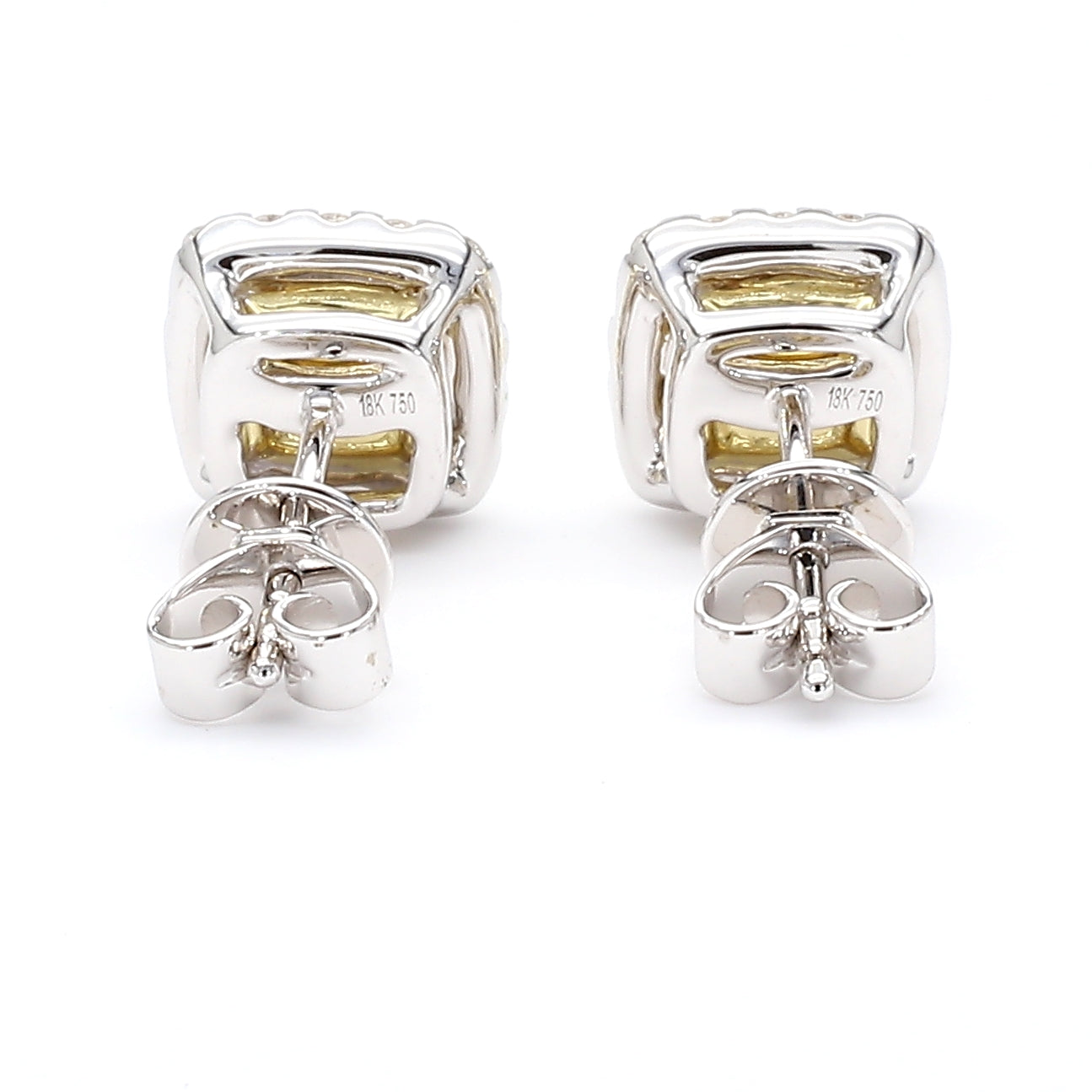 GIA Certified Natural Light Yellow Radiant Diamond 1.79 Carat TW Gold Earrings