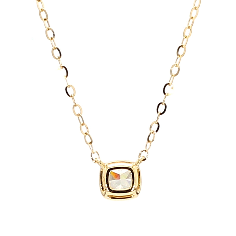 Natural Yellow Cushion Diamond 0.55 Carat TW Gold Necklace