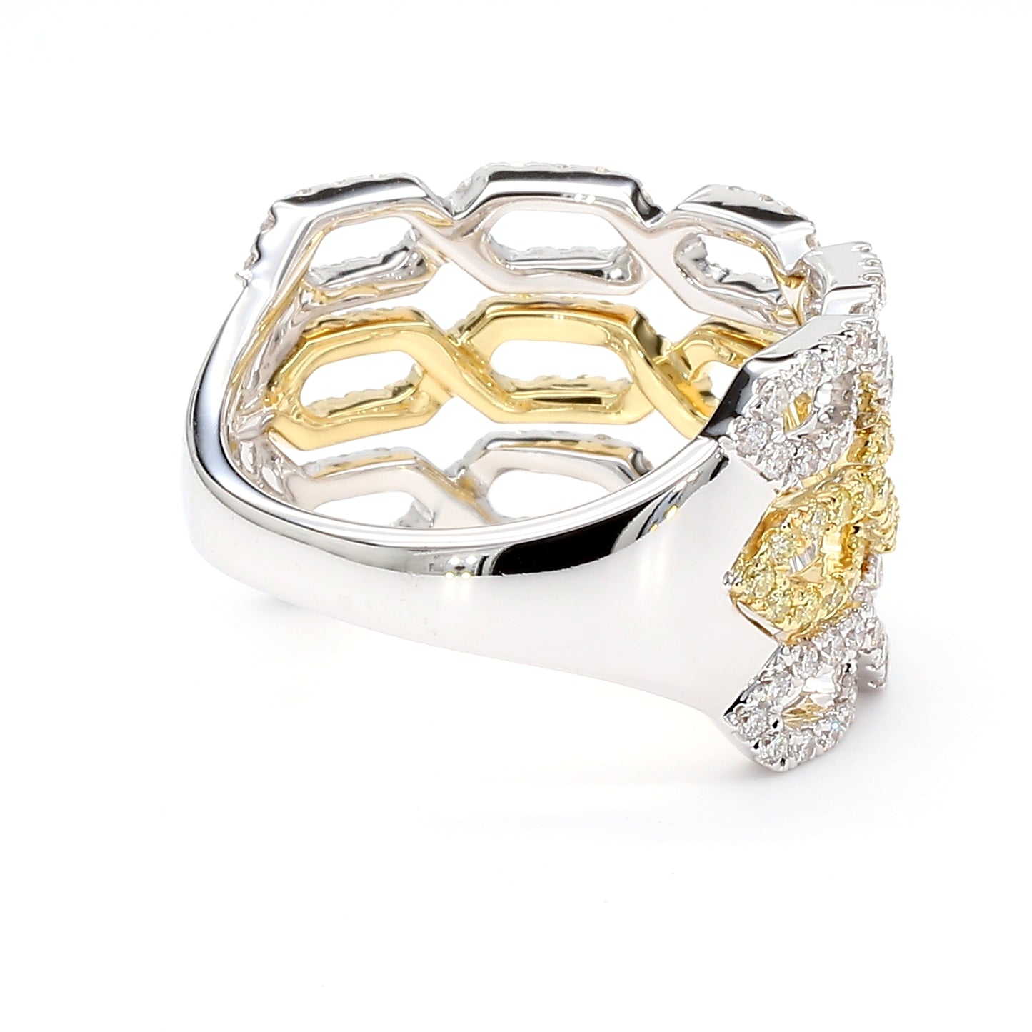 Natural Yellow Round Diamond 1.01 Carat TW Gold Ring
