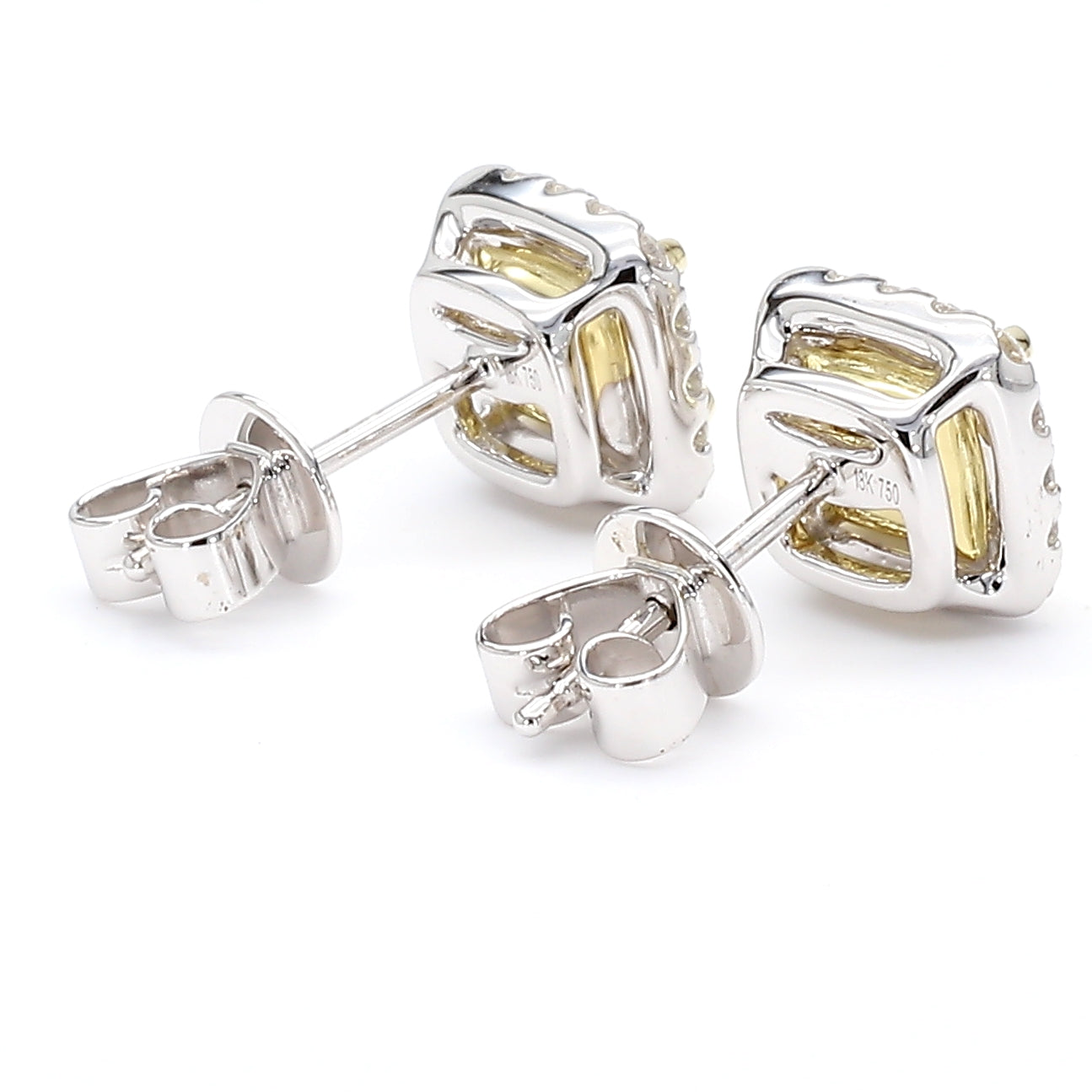 GIA Certified Natural Light Yellow Radiant Diamond 1.79 Carat TW Gold Earrings
