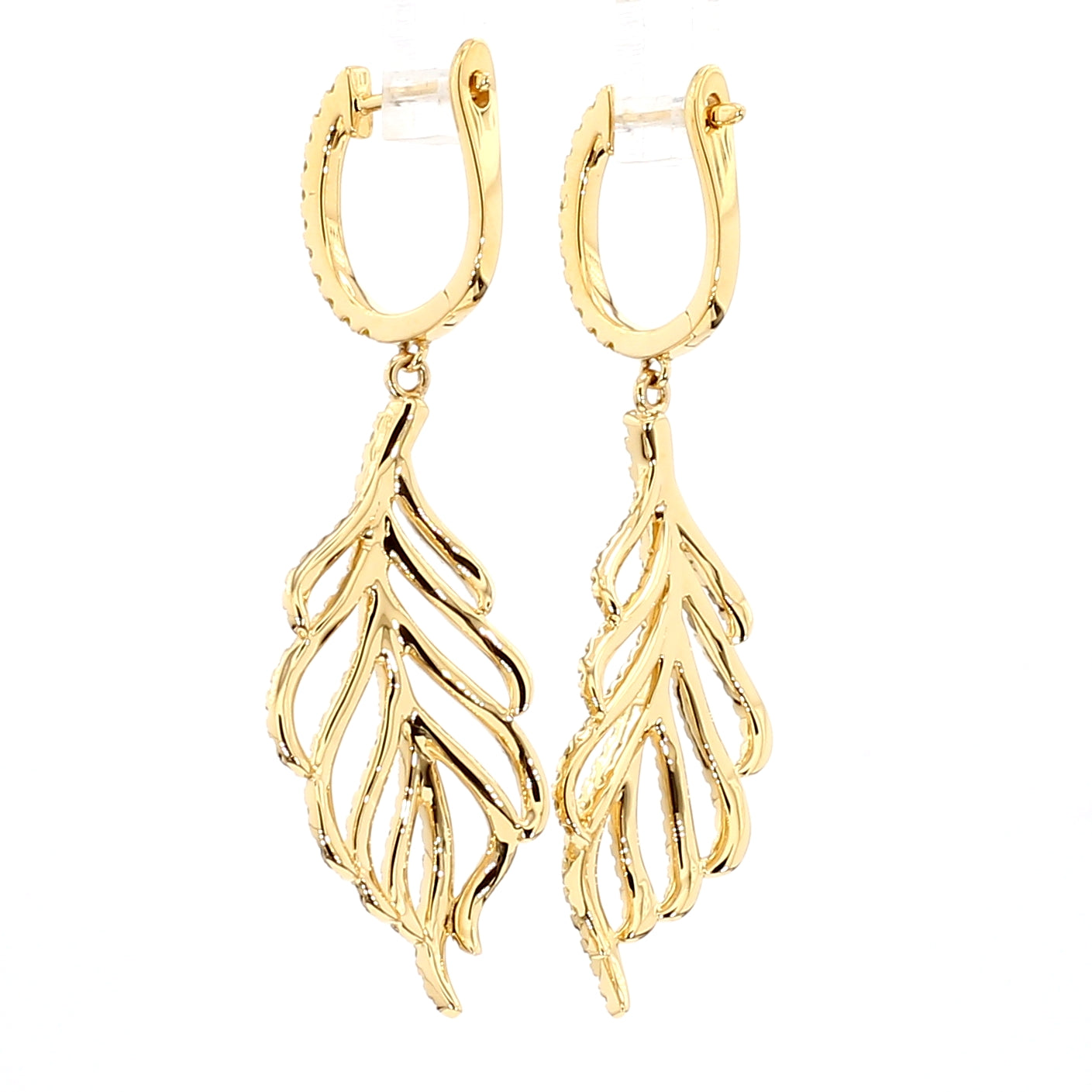 Natural Yellow Round Diamond 1.29 Carat TW Gold Earrings