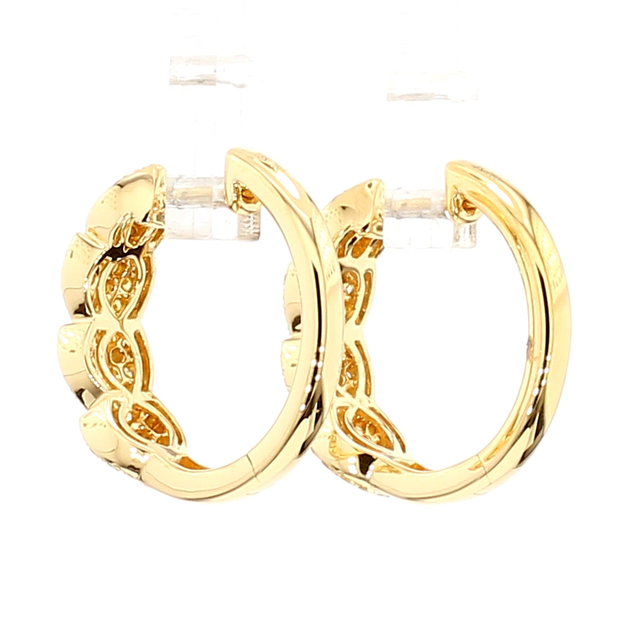 Natural Yellow Round Diamond 0.62 Carat TW Gold Earrings