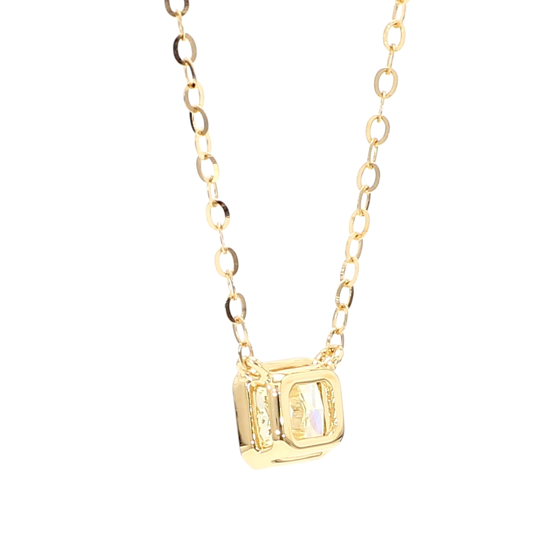 GIA Natural Fancy Light Yellow Radiant Diamond 0.71 Carat TW Gold Necklace