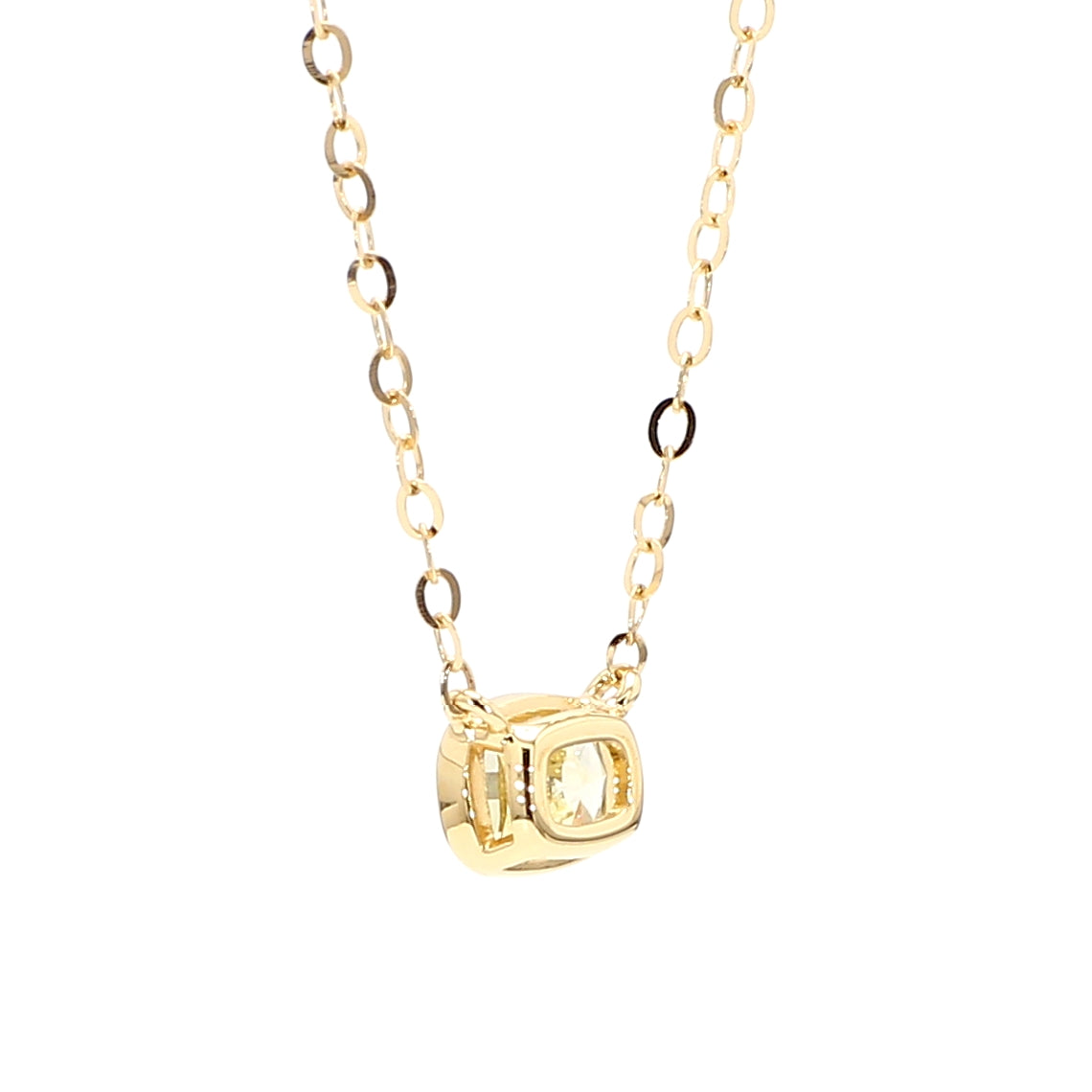 Natural Yellow Cushion Diamond 0.53 Carat TW Gold Necklace