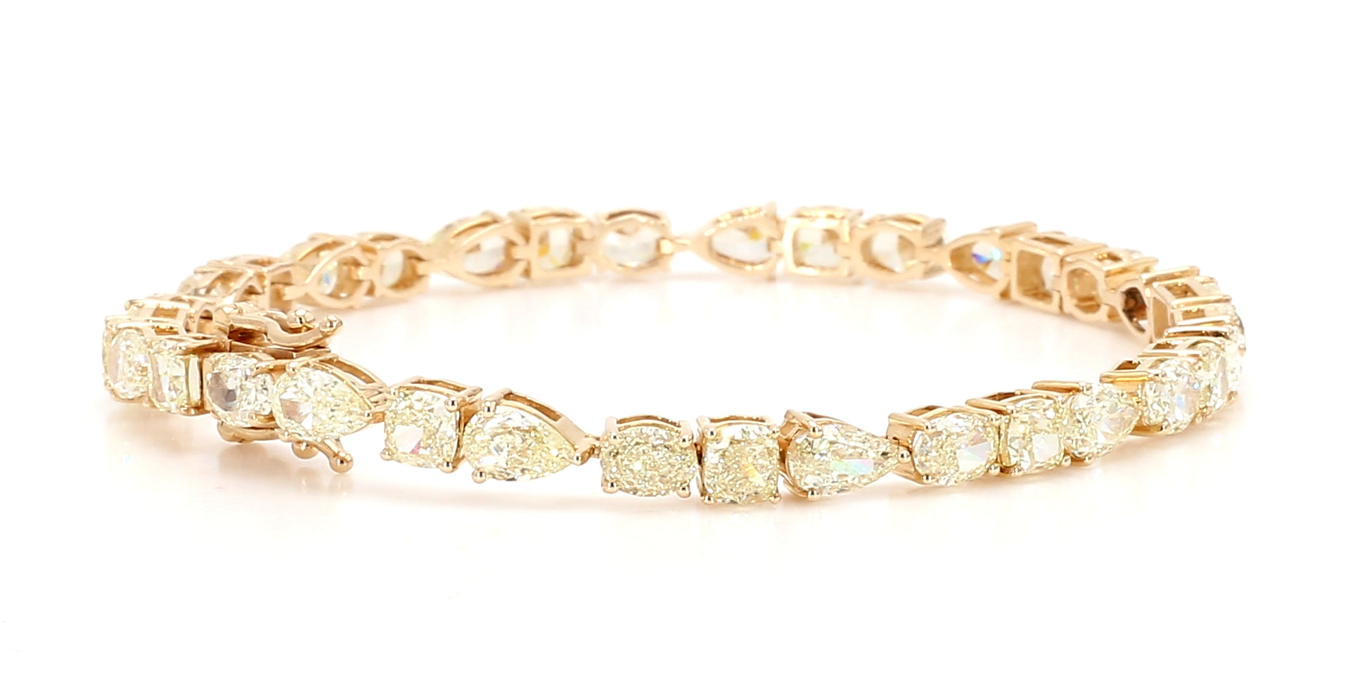 Natural White Pear Diamond 11.35 Carat TW Gold Tennis Bracelet