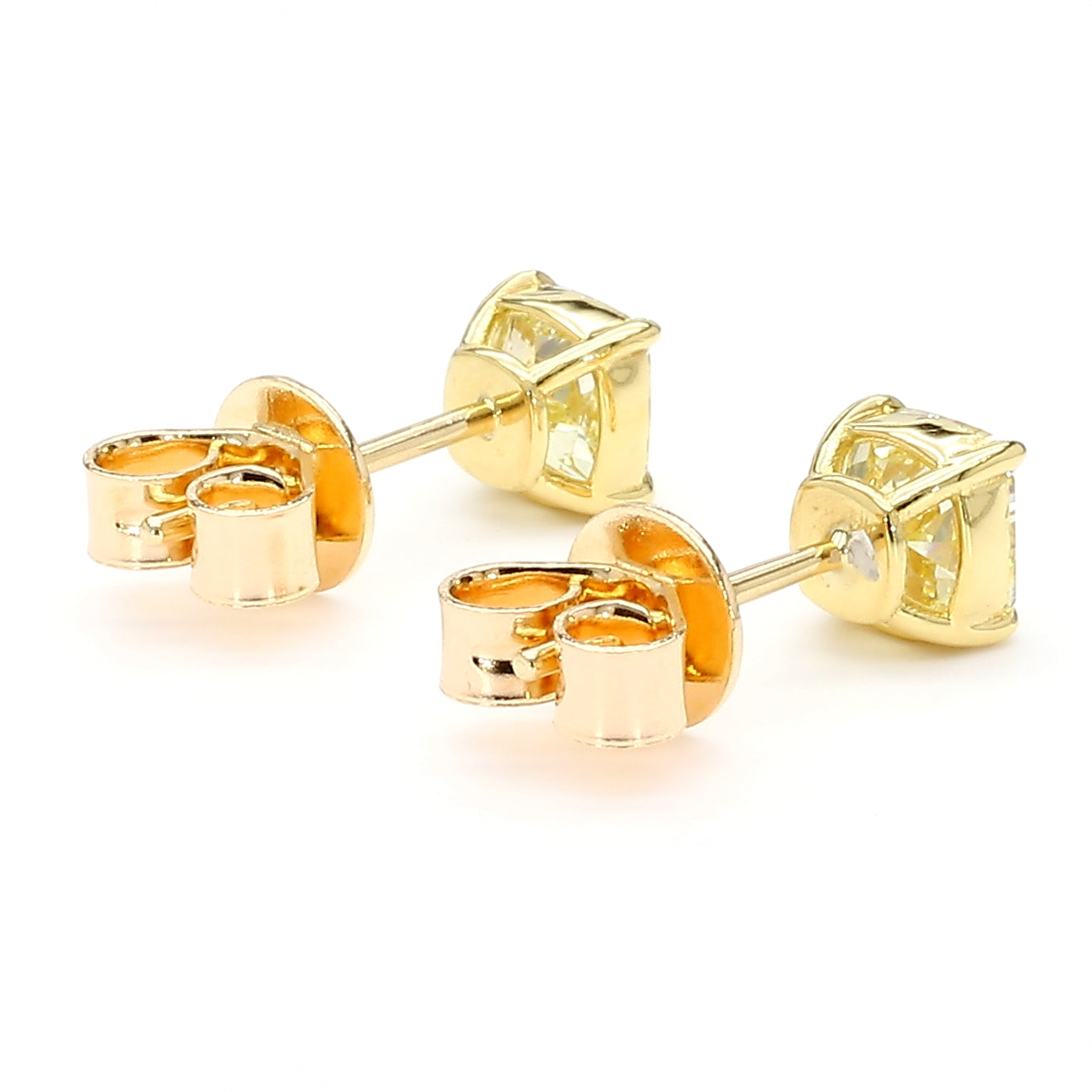 GIA Certified Natural Yellow Cushion Diamond 1.54 Carat TW Gold Earrings