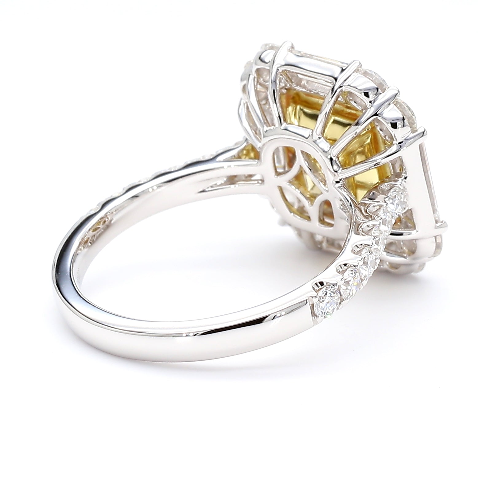 GIA Natural Fancy Brownish Yellow Asscher Diamond 4.48 Carat TW Gold Ring
