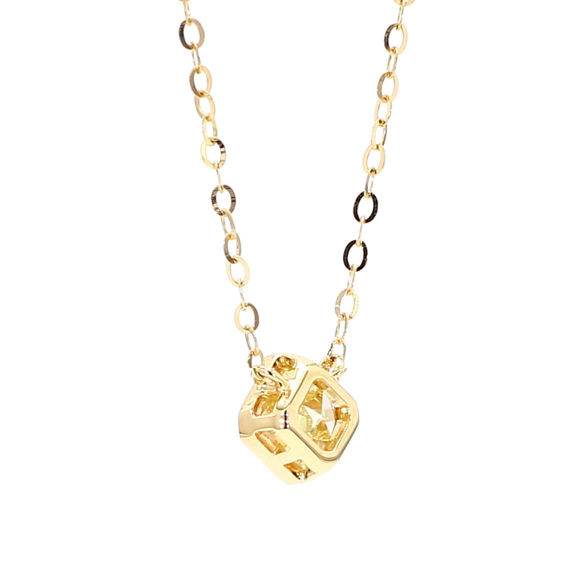GIA Natural Fancy Light Yellow Radiant Diamond 0.70 Carat TW Gold Necklace