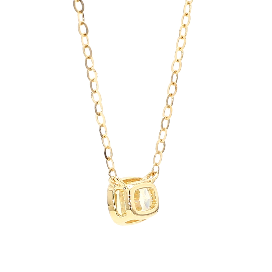 Natural Yellow Cushion Diamond 0.60 Carat TW Gold Necklace