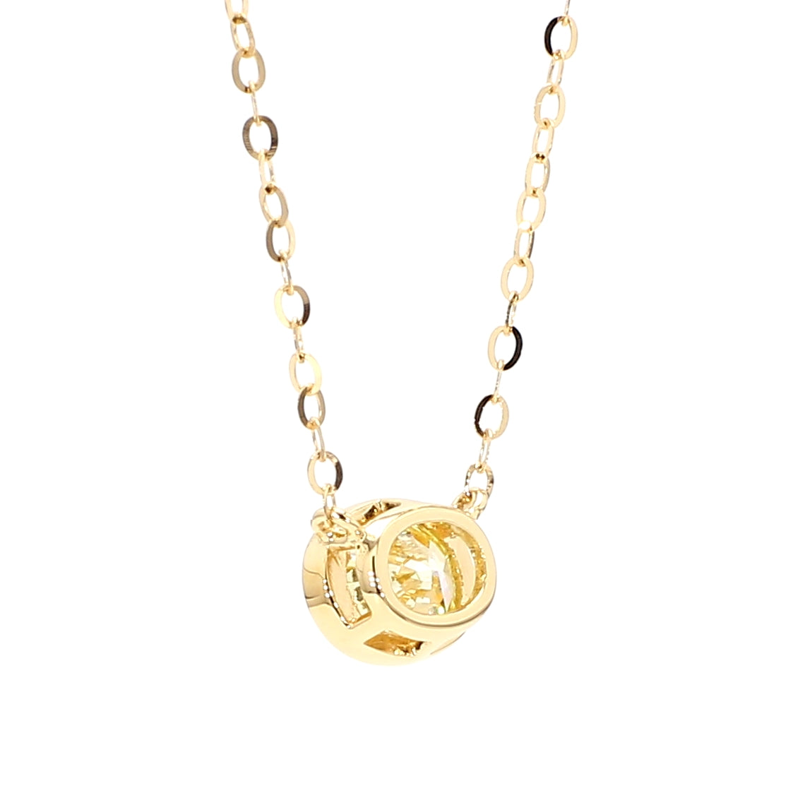 GIA Certified Natural Fancy Yellow Oval Diamond 0.74 Carat TW Gold Necklace