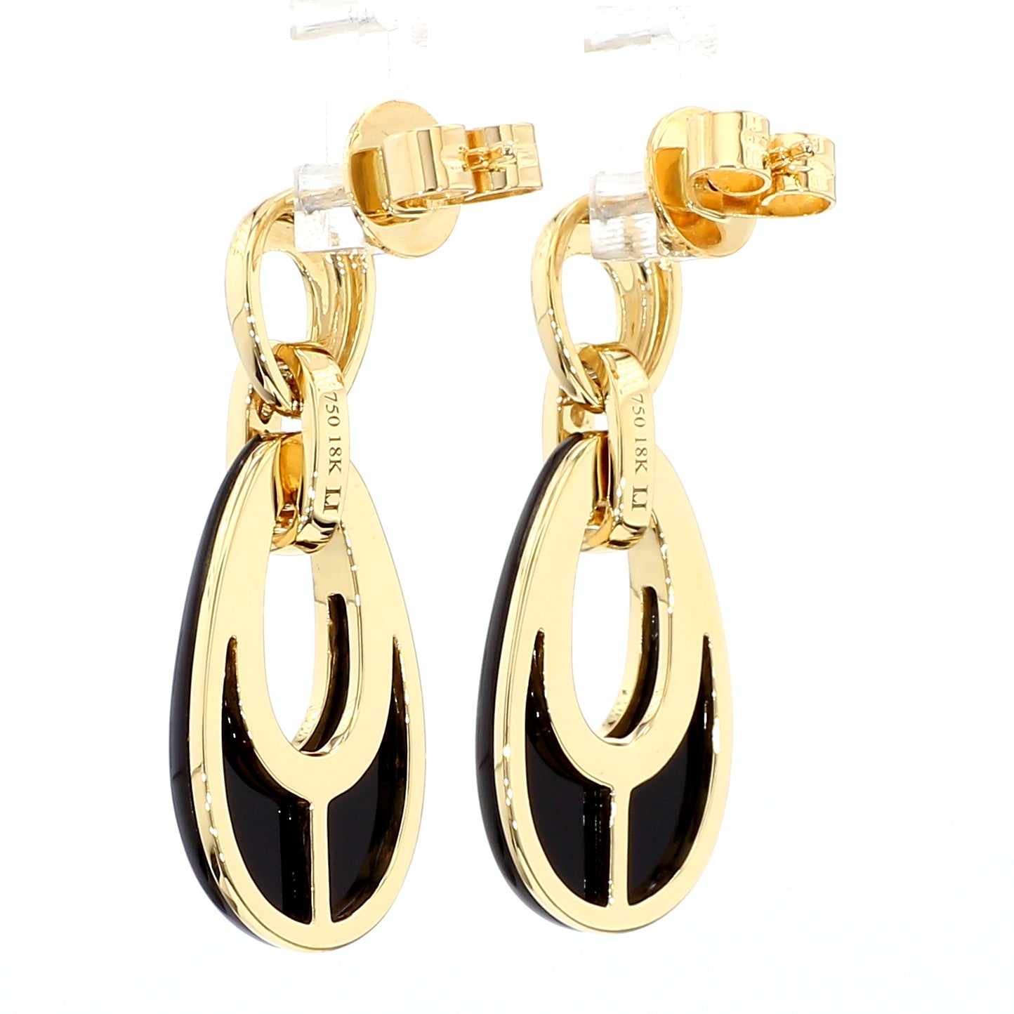 Natural Black Onyx and Diamond 5.94 Carat TW Gold Earrings