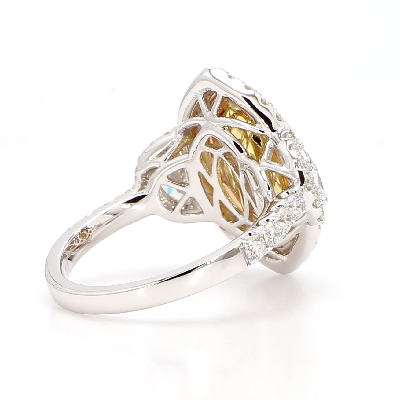 GIA Certified Natural Light Yellow Marquise Diamond 3.51 Carat TW Gold Ring