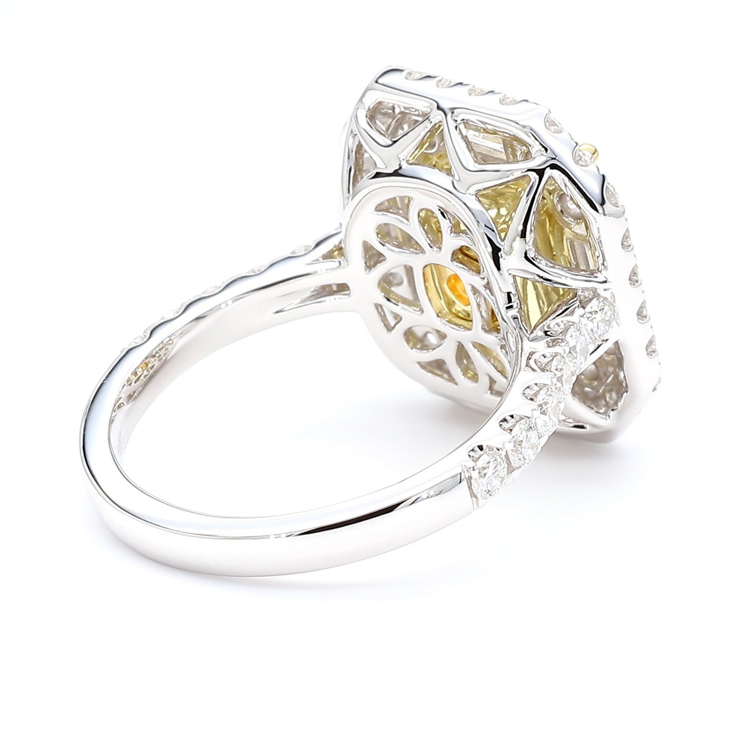 GIA Certified Natural Light Yellow Radiant Diamond 4.80 Carat TW Gold Ring