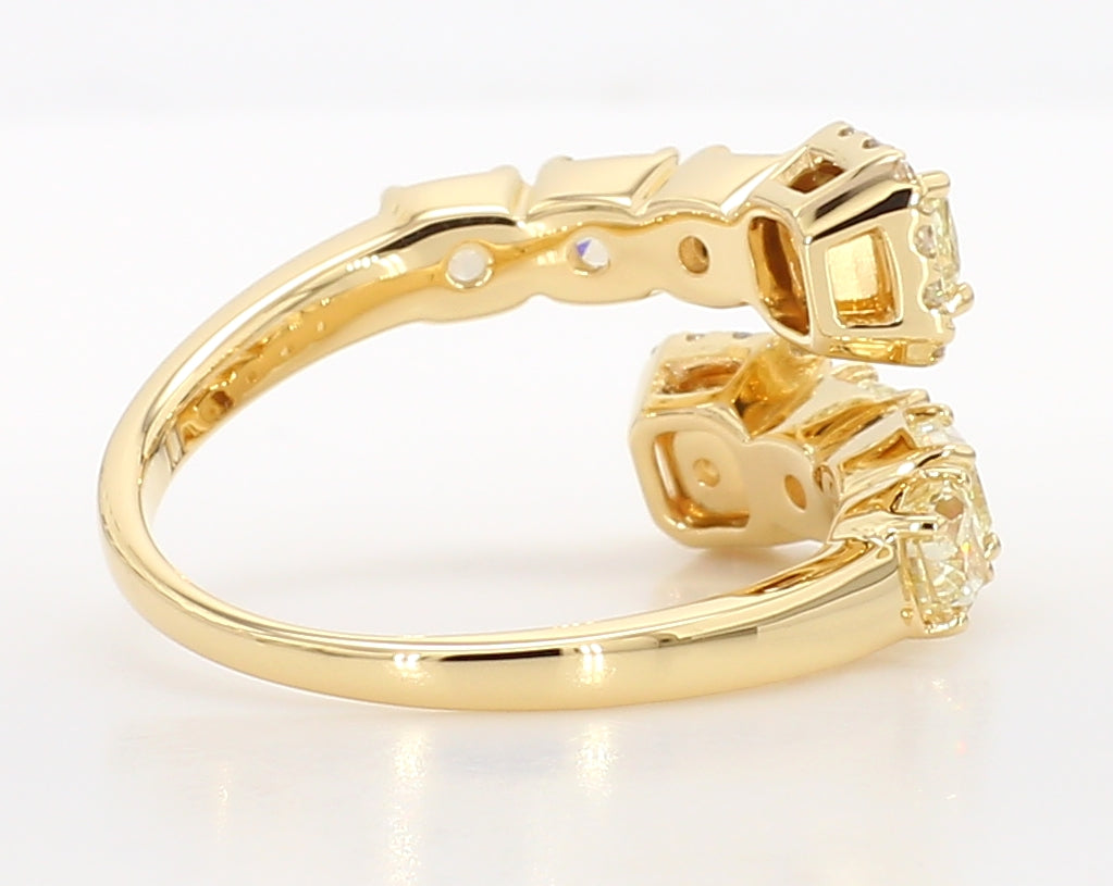Natural Yellow Cushion Diamond 1.88 Carat TW Gold Ring