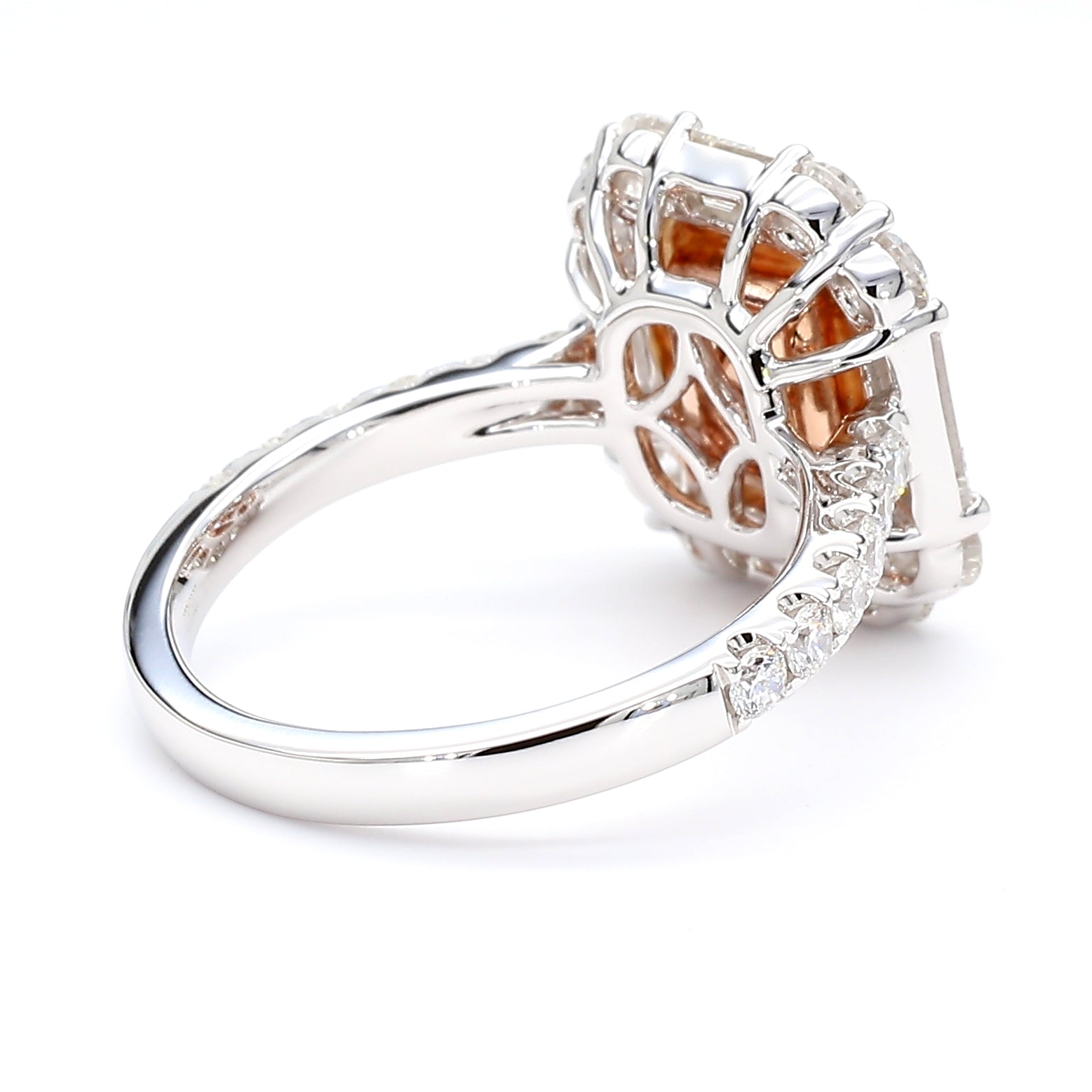 GIA Natural Fancy Light Brown-Pink Radiant Diamond 3.01 Carat TW Gold Ring