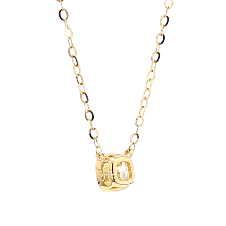 Natural Yellow Cushion Diamond 0.55 Carat TW Gold Necklace