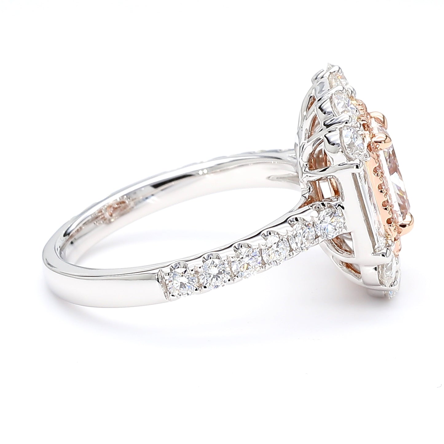 GIA Natural Fancy Light Brown-Pink Radiant Diamond 3.01 Carat TW Gold Ring