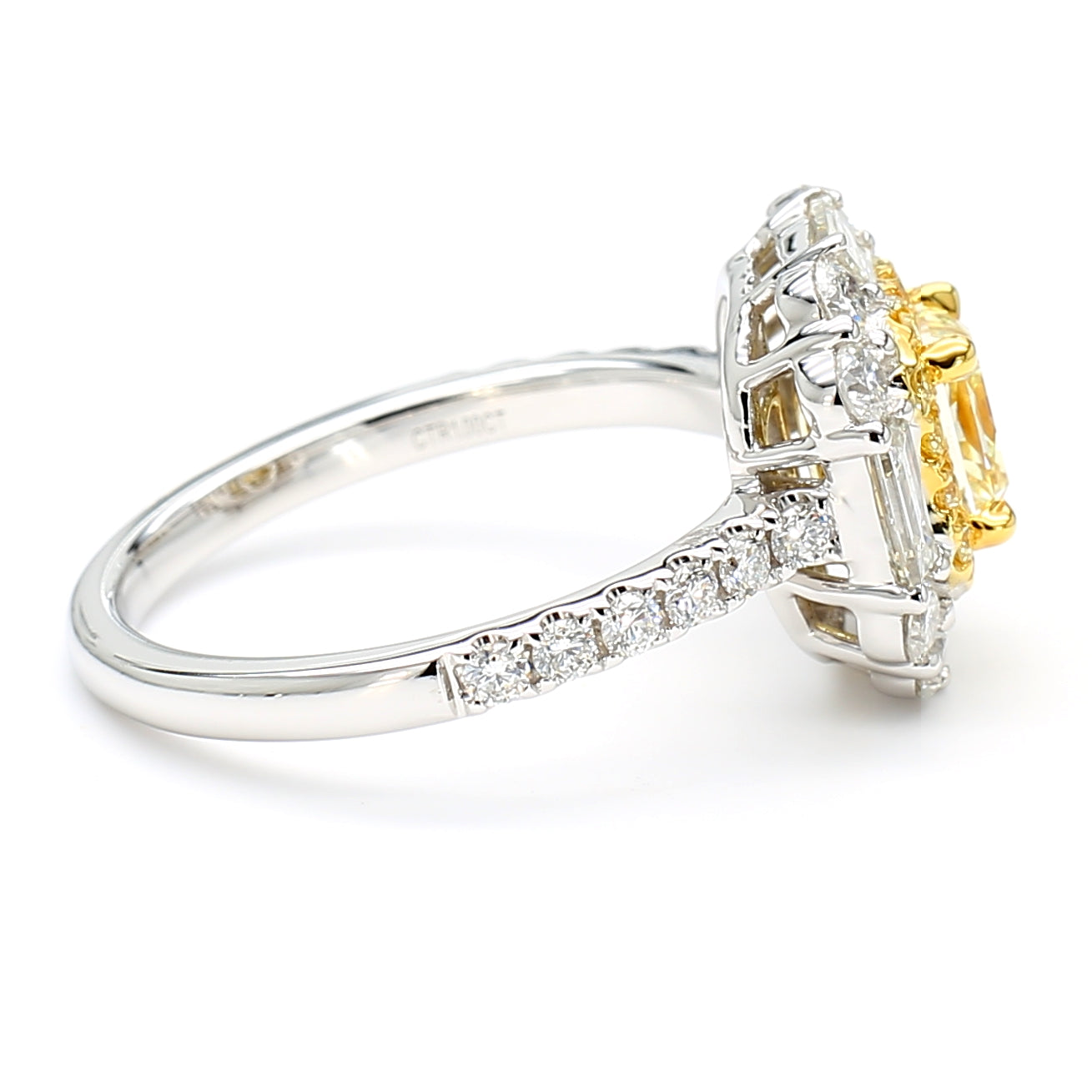 GIA Certified Natural Light Yellow Radiant Diamond 2.25 Carat TW Gold Ring