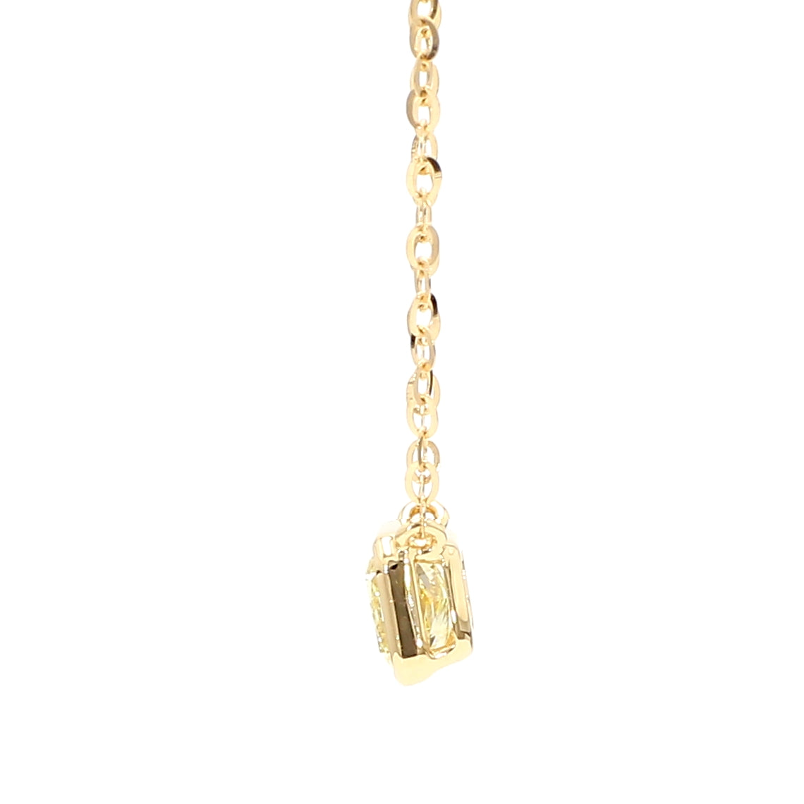 GIA Natural Fancy Light Yellow Radiant Diamond 0.71 Carat TW Gold Necklace