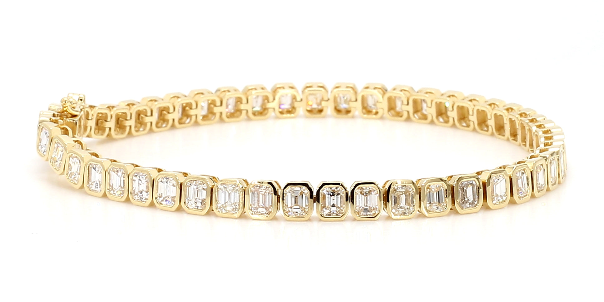 Natural White Emerald Diamond 6.38 Carat TW Gold Tennis Bracelet
