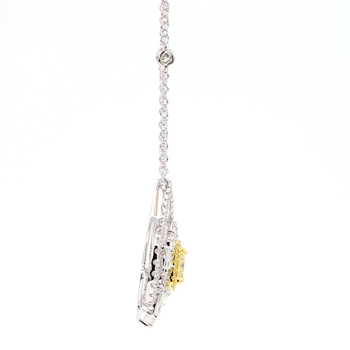 GIA Certified Natural Light Yellow Cushion Diamond 2.84 Carat TW Gold Necklace