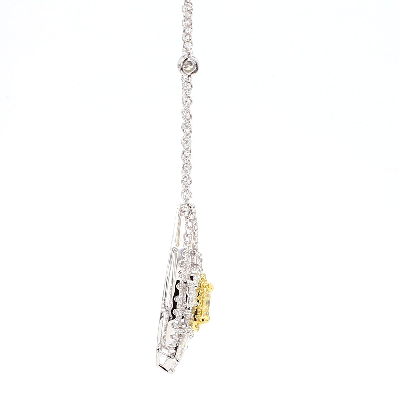 GIA Certified Natural Light Yellow Cushion Diamond 2.84 Carat TW Gold Necklace