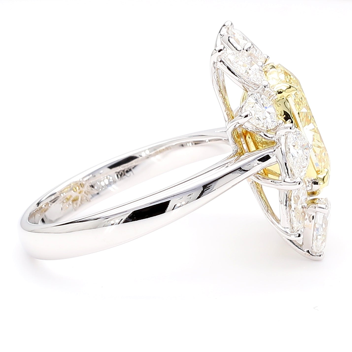 GIA Certified Natural Light Yellow Oval Diamond 4.72 Carat TW Gold Ring