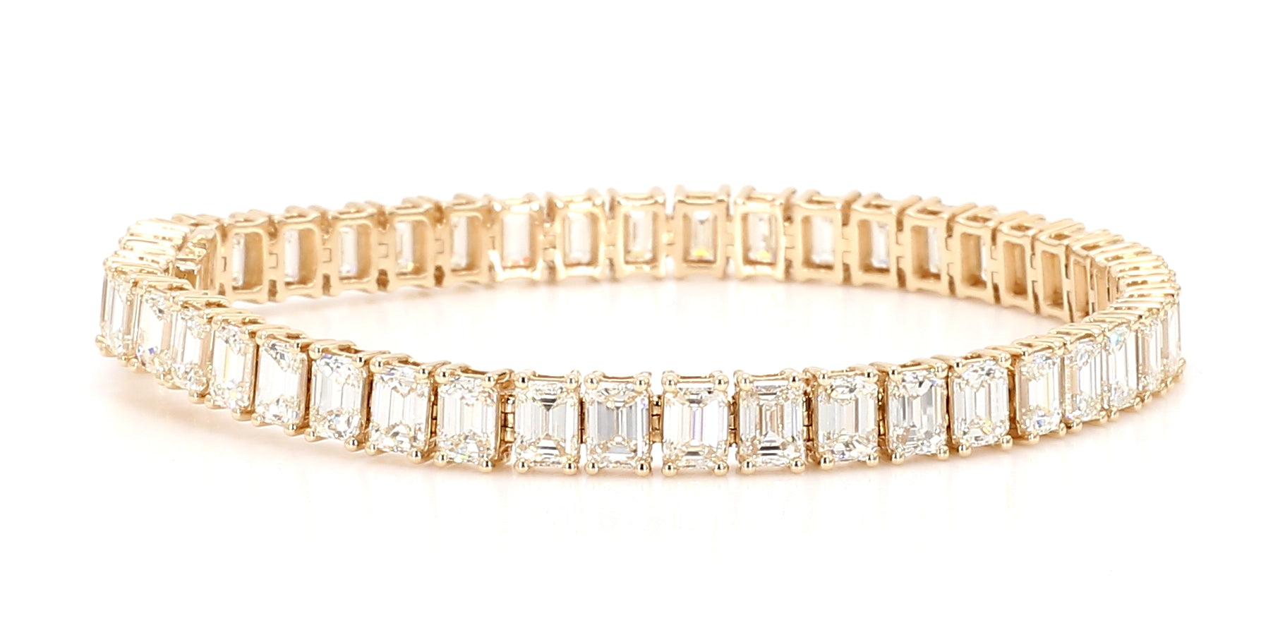 Natural White Emerald Diamond 11.10 Carat TW Gold Bracelet