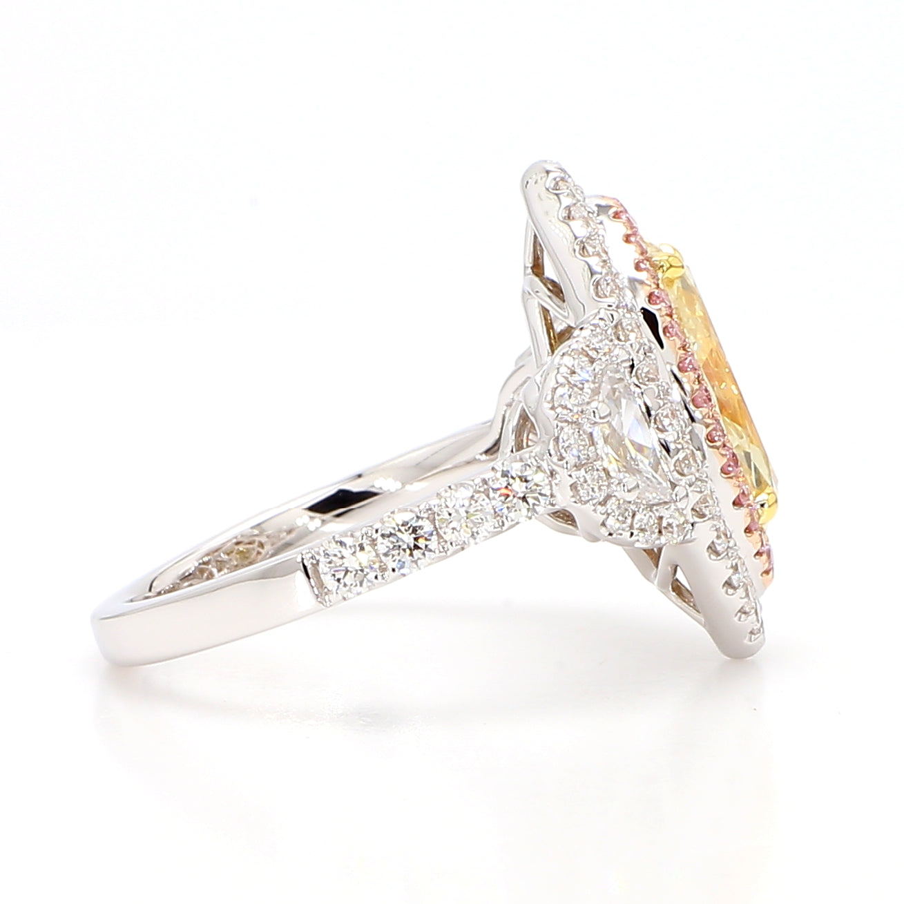 GIA Certified Natural Light Yellow Marquise Diamond 3.51 Carat TW Gold Ring