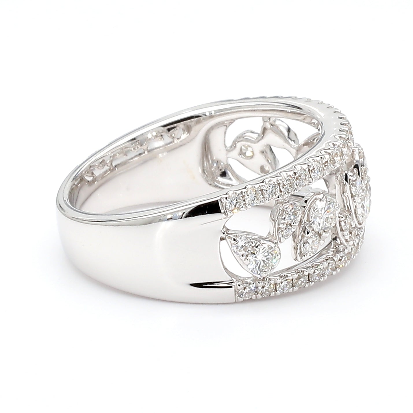 Natural White Round Diamond 0.77 Carat TW Gold Ring