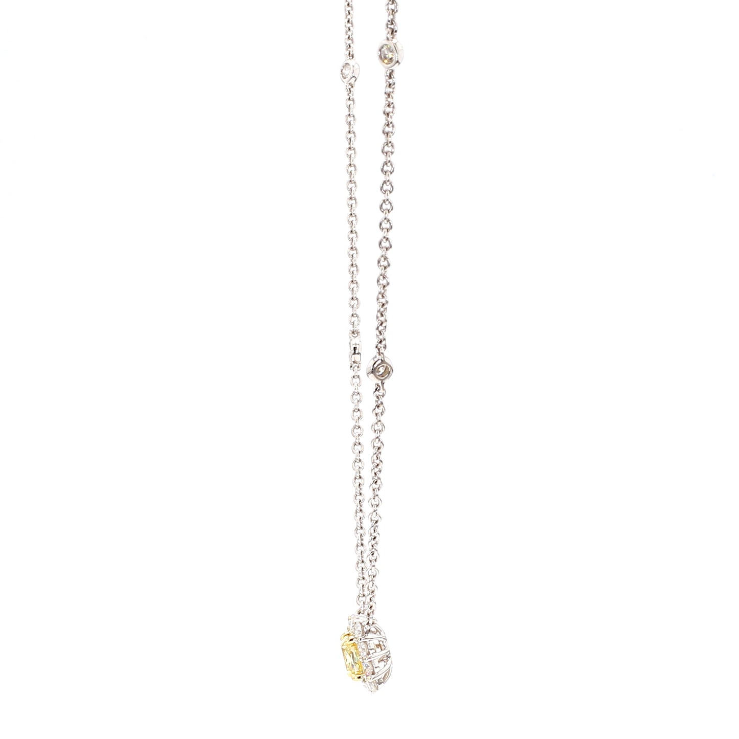 Natural Yellow Cushion Diamond 1.08 Carat TW Gold Necklace
