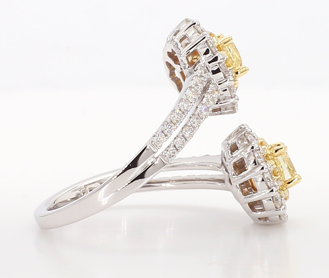 Natural Yellow Cushion Diamond 1.74 Carat TW Gold Ring